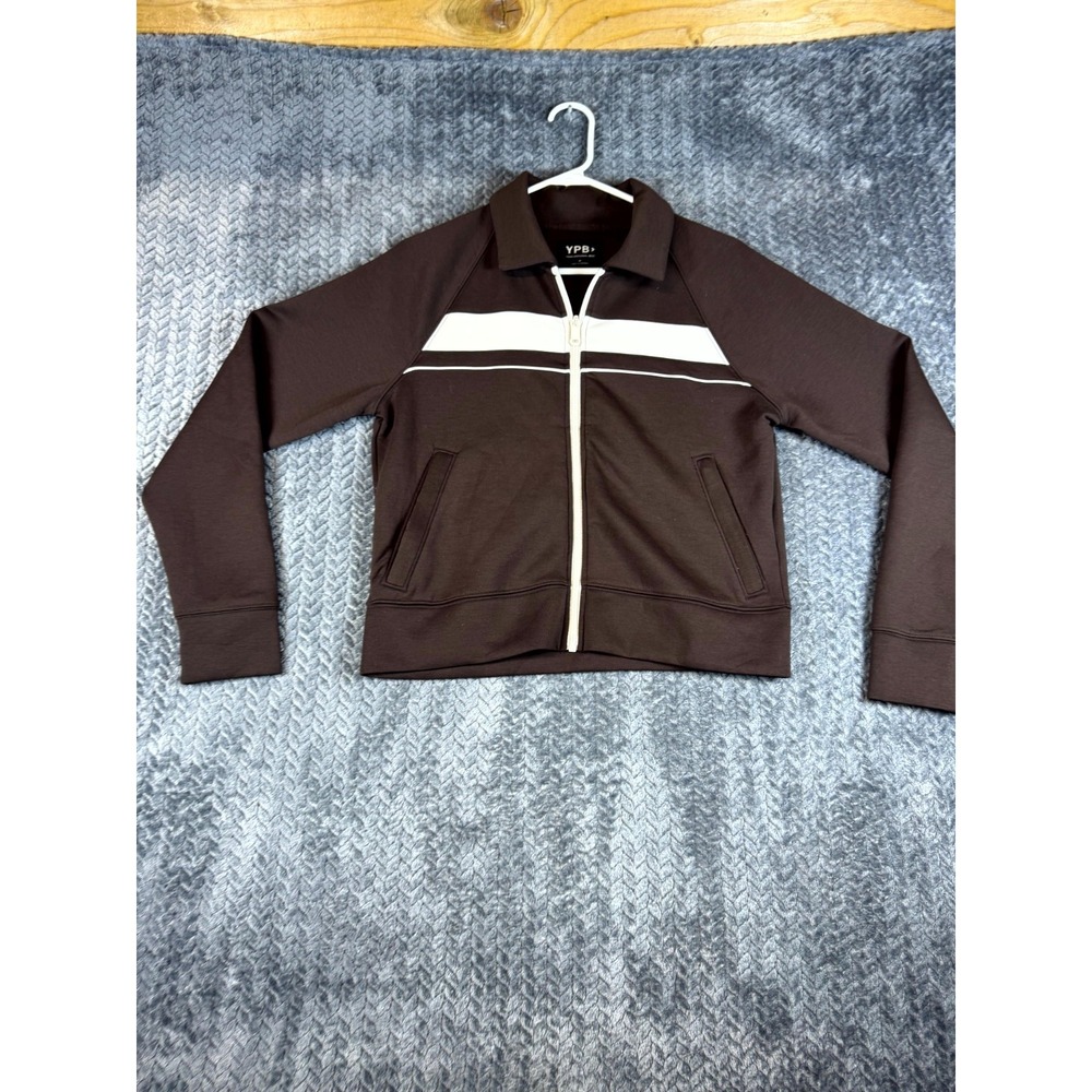 YPB Your Personal Best Neo Knit Track Jacket Womens Medium Brown Full Zip